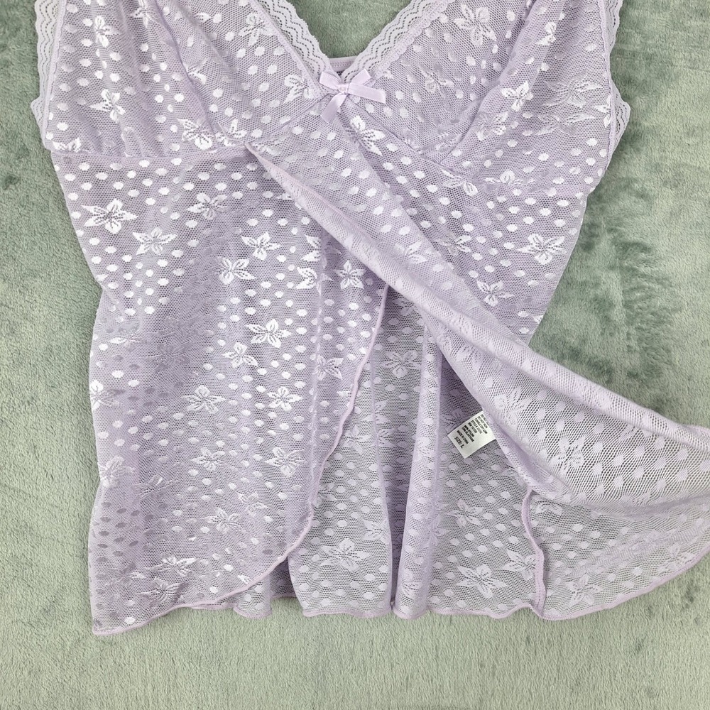 Womens Top Large Purple Fairy Babydoll Y2K Cami Coquette Floral Feminine Sheer - Picture 3 of 7